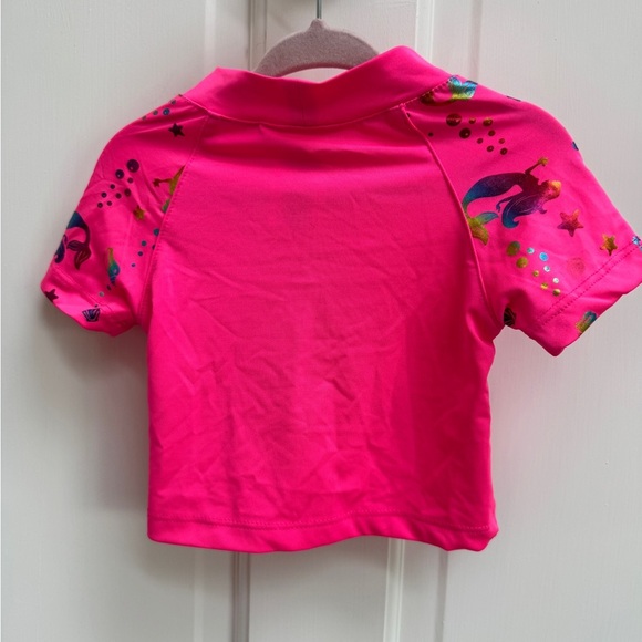 NWOT Lemon Kiss 2T Girls Hot Pink Rainbow Mermaid Swim Shirt Bathingsuit - Picture 6 of 7